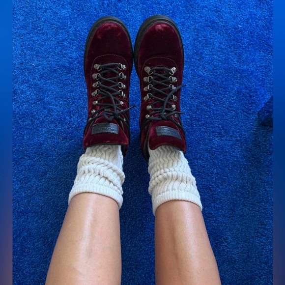 prada burgundy velvet hiker boots🥀 - Picture 2 of 13